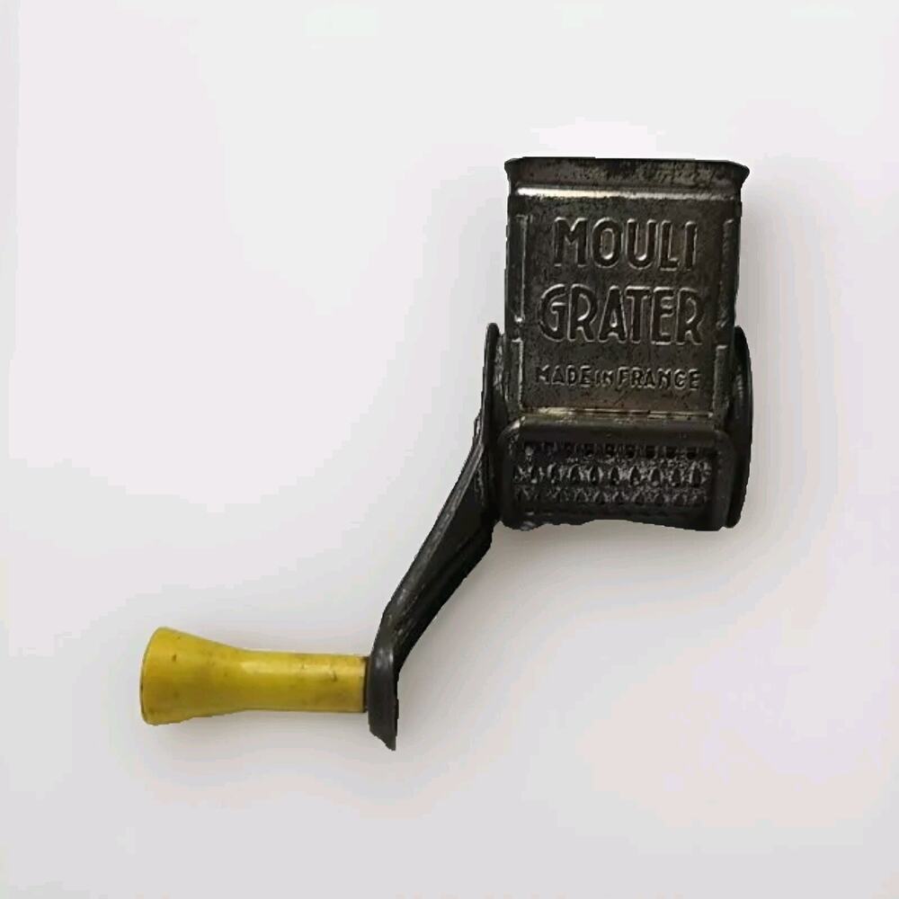 Vintage Mouli Hand Crank Rotary Cheese Grater Made in France Yellow Handle